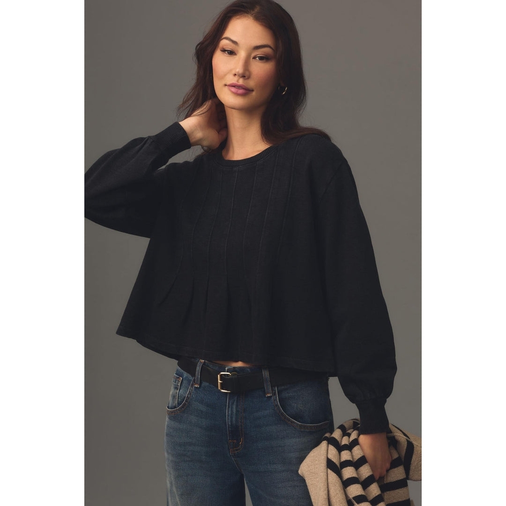 Anthropologie Black Cropped Sweatshirt
